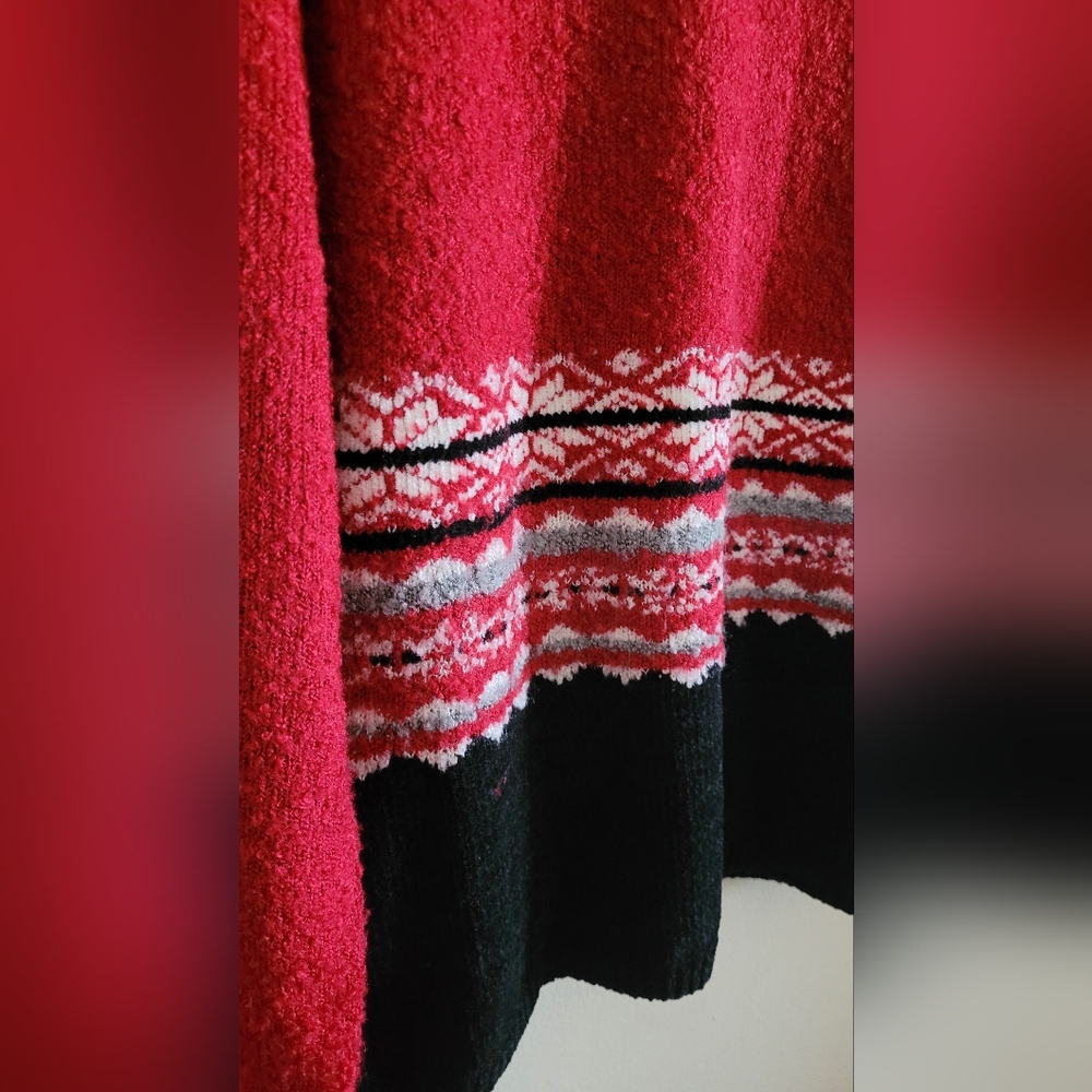 Vintage Studio Works Christmas Fair Isle Boucle Sweater, Women's XL, Red - Picture 2 of 7